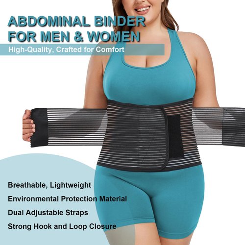 Abdominal Binder Post Surgery Plus Size | Postpartum Belly Band Wrap | Post C Section Belly Binder | Stomach Compression Hernia Belt For Men or Women Hernia Surgery, Natural Birth, Abdominal Injuries,Hysterectomy (2XL/3XL)