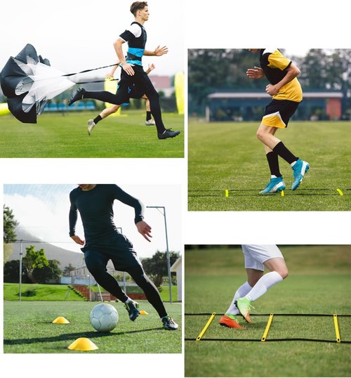 GHB Agility Ladder - Speed Training Ladder with 12 Rungs, 20ft Length & 6/10 Cones Included