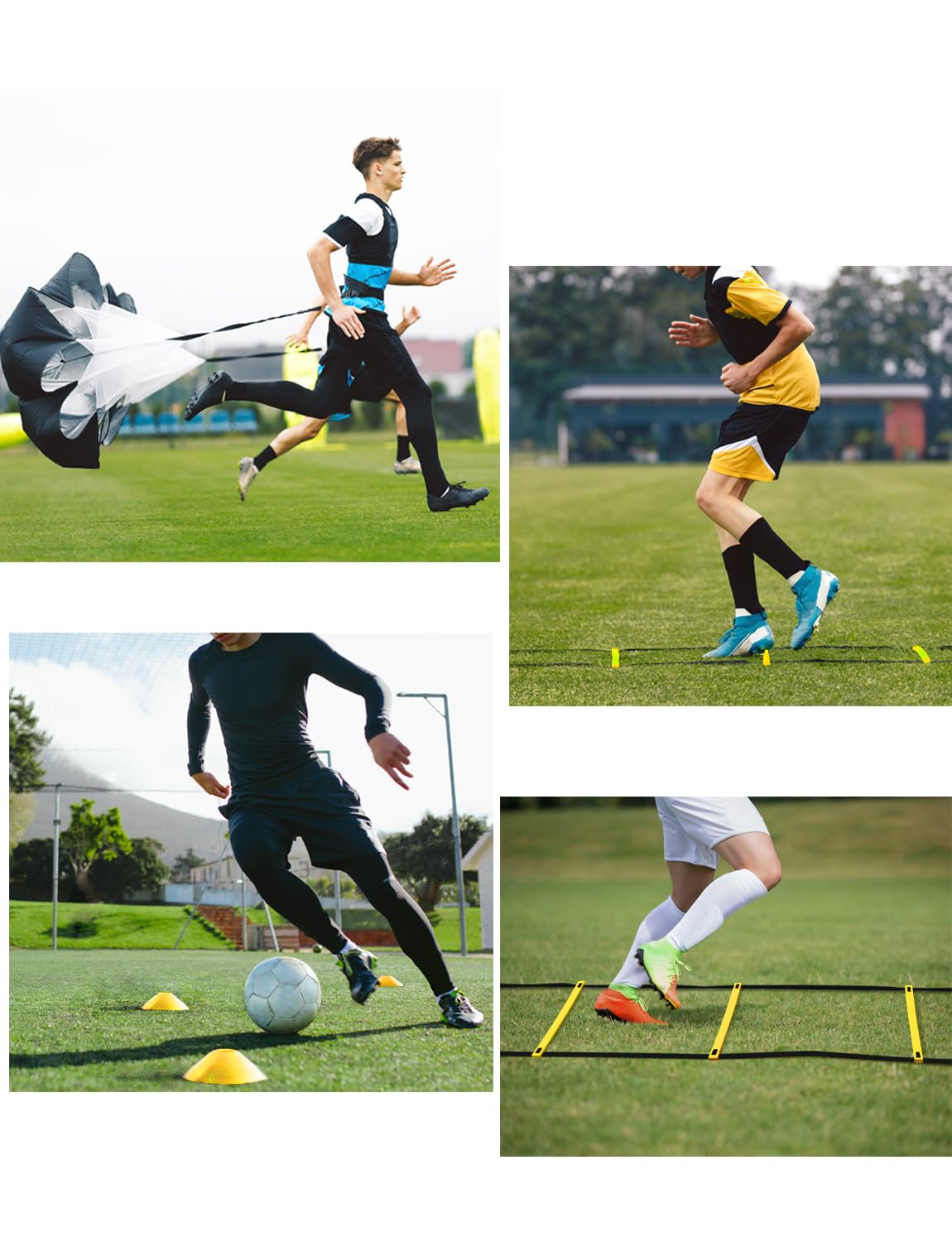 GHB Agility Ladder Speed Training Ladder 20 Feet 12 Rung Exercise Ladder, 6 Disc Cones,Resistance Parachute,Football Training Equipment Set