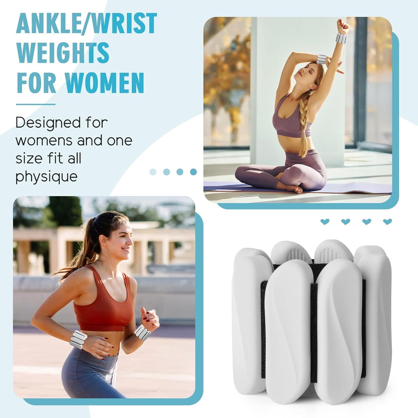 Skiennix 2lb Wrist Weights - Adjustable Silicone Arm & Ankle Weights for Walking, Yoga & Gym