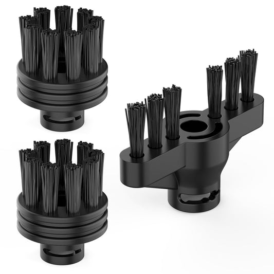 CB-08C Replacement 2 Pack Nylon Brushes & 1 Pack Grout Brush for Steam Cleaner, Replacement Steam Cleaner Accessories for Multi-Surface Cleaning, Ideal for Tile, Sink, Grout, Floor, Car, Door Track