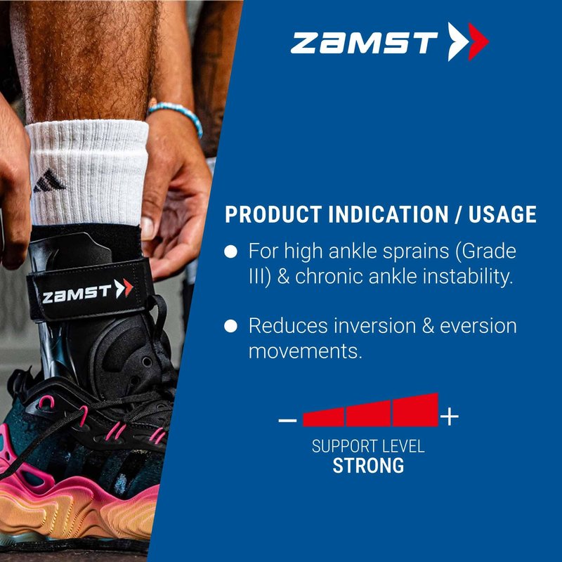 Zamst A2-DX Black Ankle Brace for Sport - Breathable Sports Ankle Support for Men and Women with Guard Stabilizers for High-Grade Ankle Sprain - Left, Medium