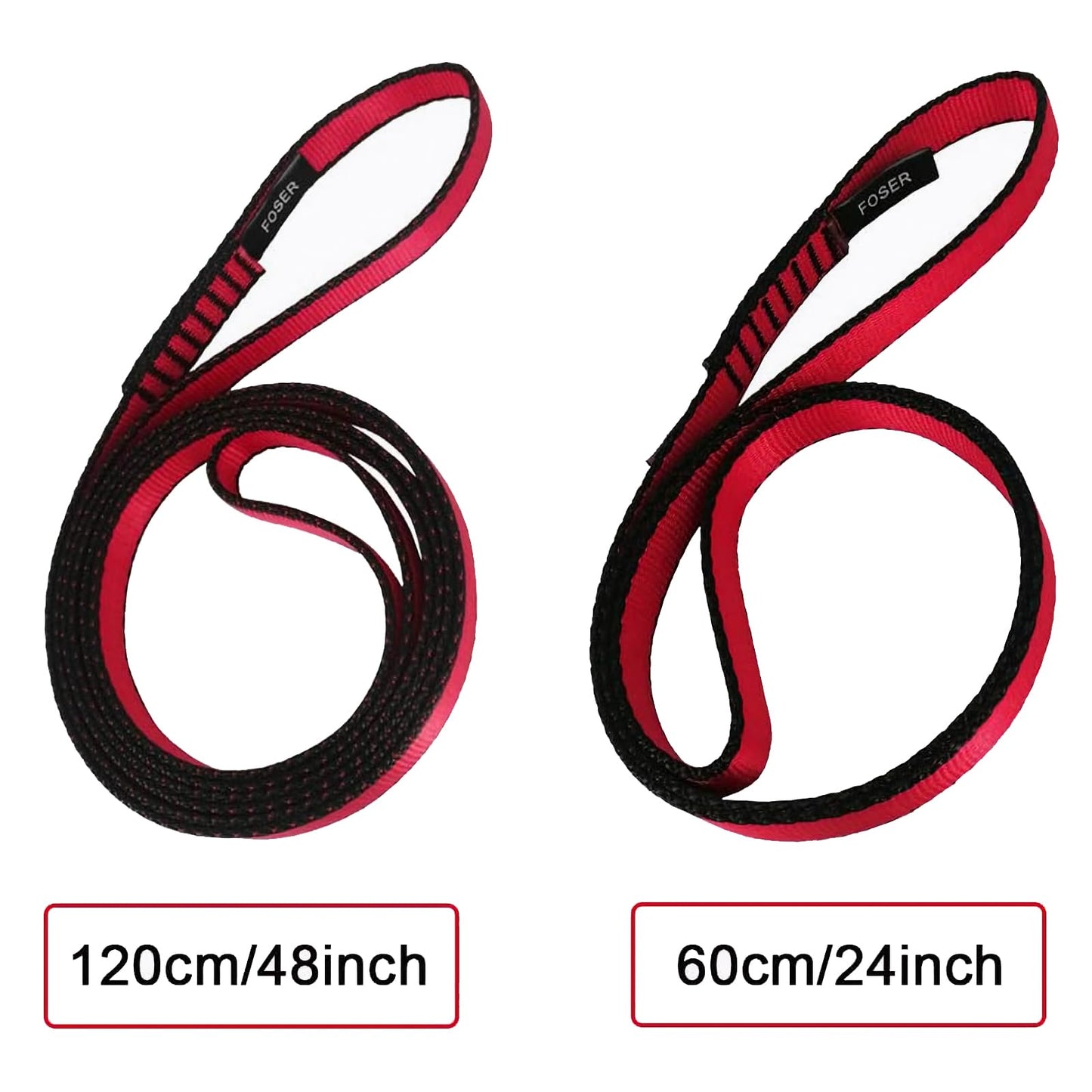 FOSER 18mm Nylon Climbing Sling Runner, 23KN Nylon Rope,Apply to Rock Climbing, Mountaineering, Hiking, Downhill, Emergency Equipment, etc (Gray(2pcs), 60cm/24inch)