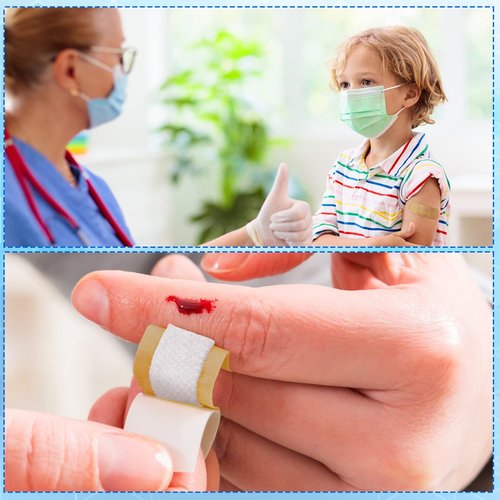 Lounsweer 1000 Pcs Fabric Adhesive Bandages Variety Pack Bulk Assorted Sizes Flexible Breathable Patch Fabric Bandages for Family First Aid Skin Wrap Finger Wound, Natural