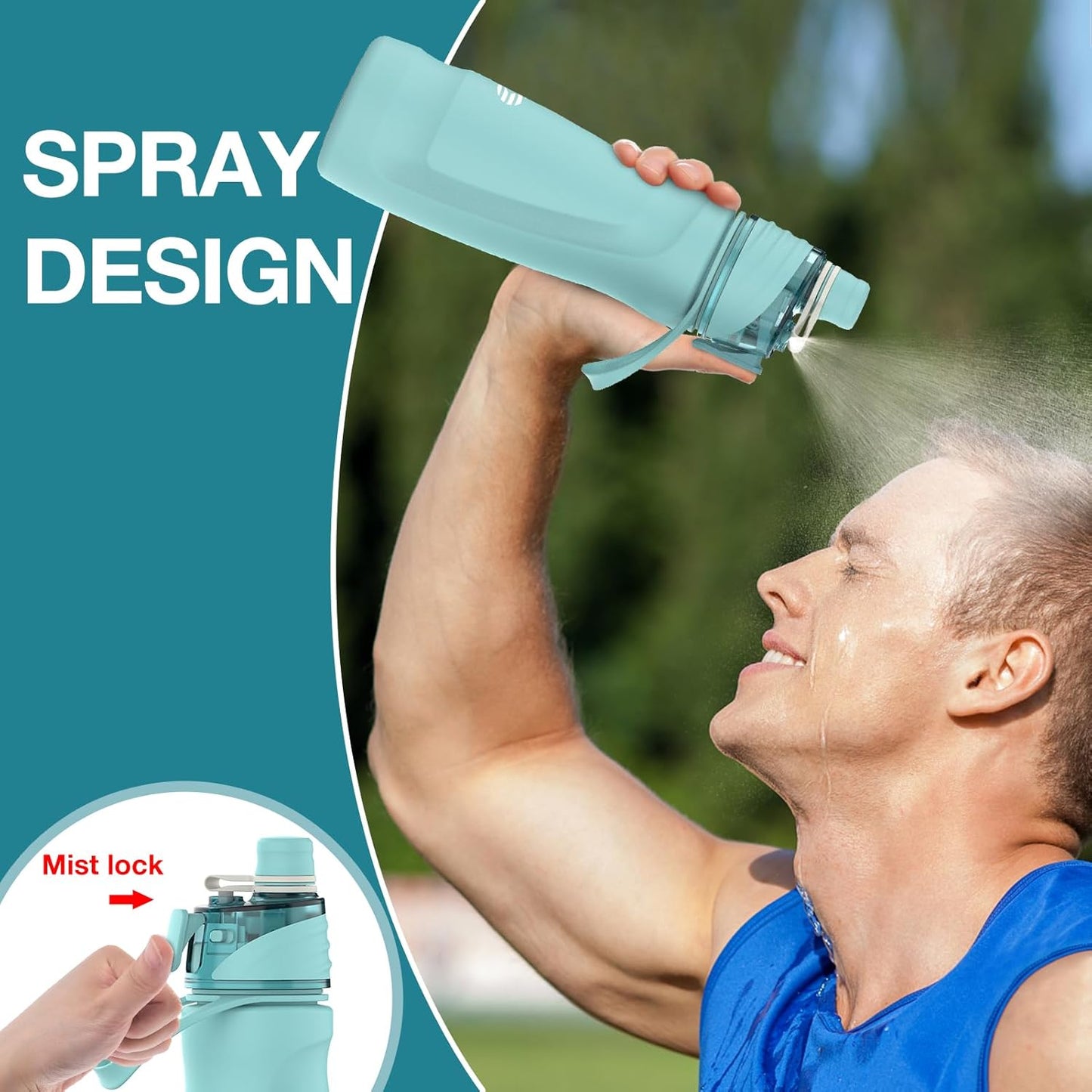 Skiennix 24oz Insulated Misting Water Bottle - 2-in-1 Mist & Sip Stainless Steel for Sports & Outdoor Activities