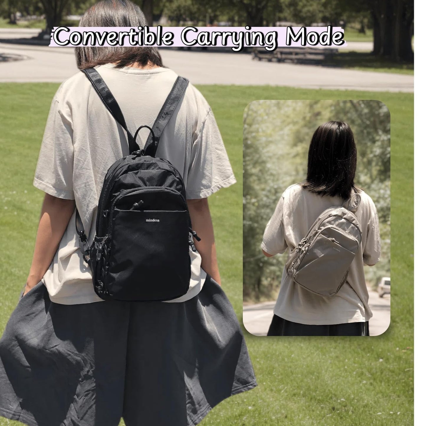 Compact Mini Backpack for Women and Small Travel Backpack,Convertible Sling Bag, Waterproof and Versatile Daypack(Brown)