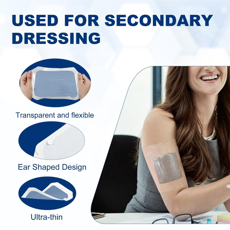 Ceeport Transparent Film Dressing 6'' x 8'', 20 Packs Waterproof Wound Bandage Adhesive Patches, Wound Cover Patches for Post Surgical Shower, IV Shield, Tattoo Aftercare Bandage