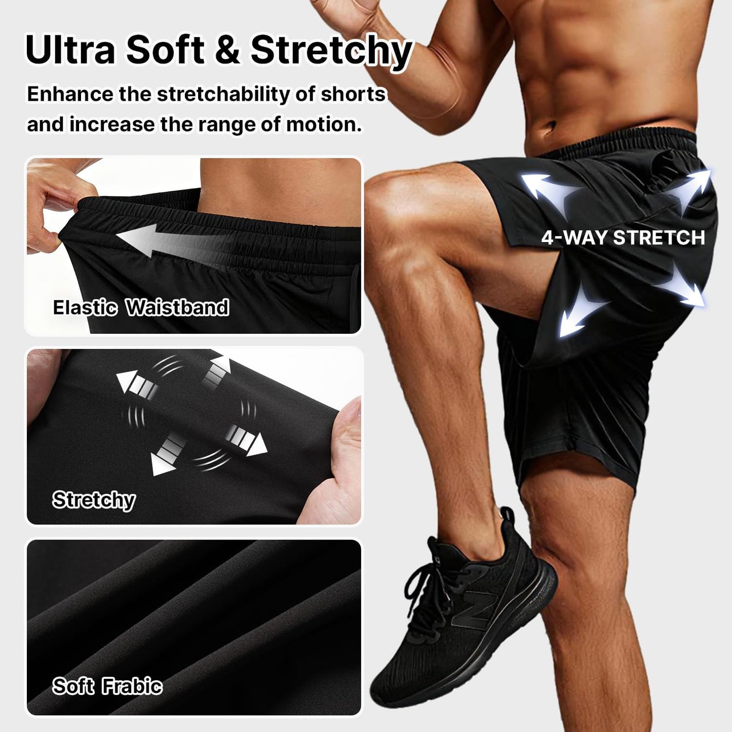 Skiennix Men's Running Shorts - Lightweight Quick-Dry Athletic Shorts with Zipper Pockets | Ideal for Training & Basketball