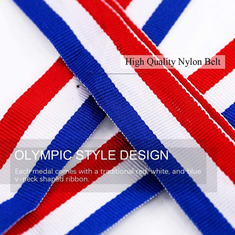 Swpeet 12PCS Metal Award Medals with Neck Ribbon, Olympic Style Winner Medals Gold Silver Brone Medals 1st 2nd 3rd Place Medals for Sports, Competitions, Party