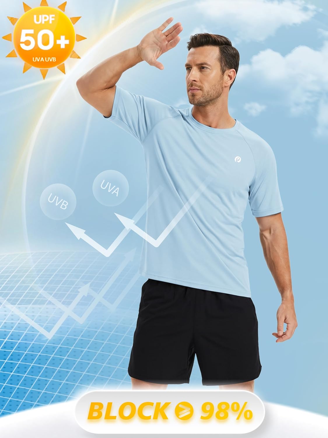 PINSPARK Men's Workout Shirt - UPF 50+ Quick-Dry Athletic Tee for Running & Gym | Short Sleeve