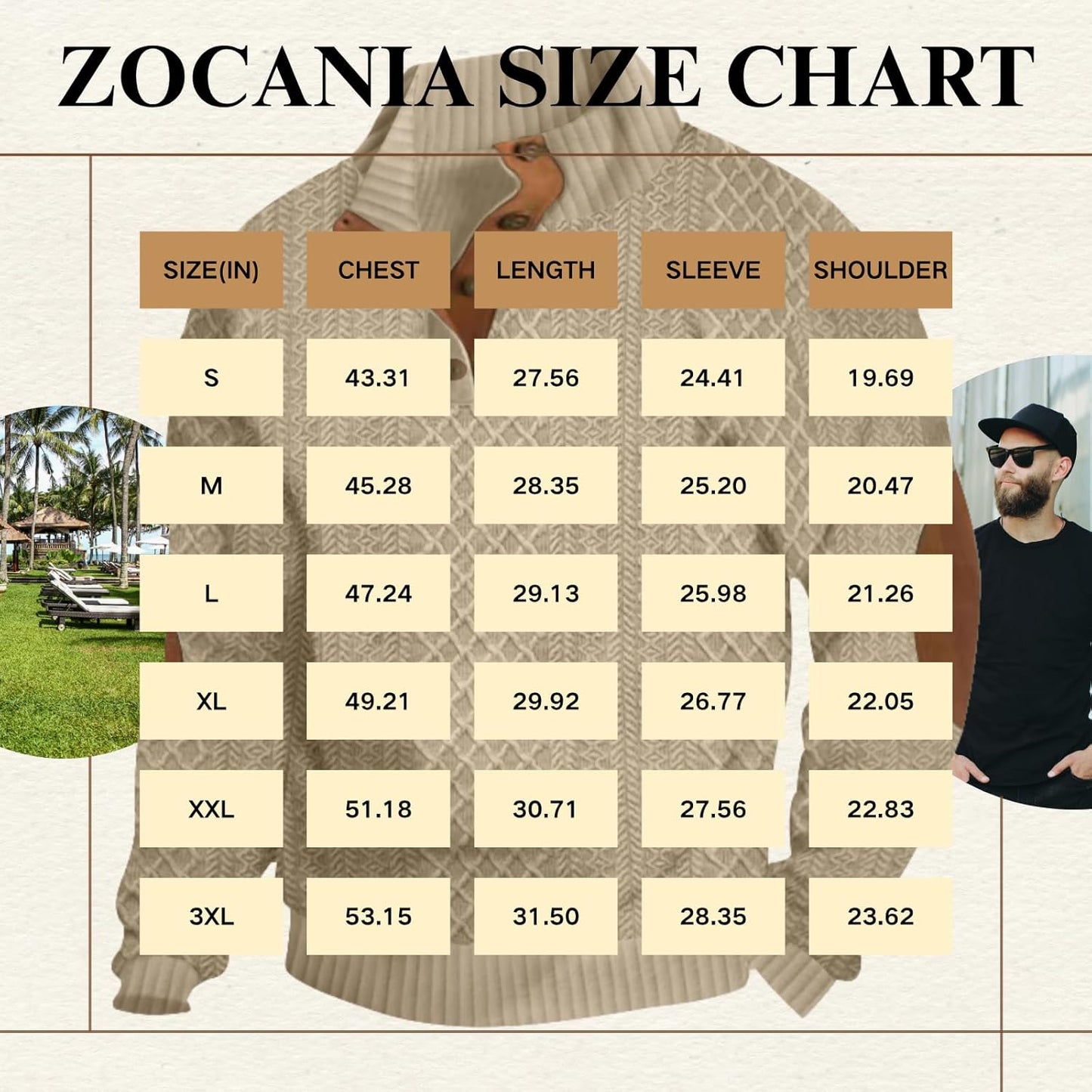 ZOCANIA Men's Sweatshirt - Block Striped Jacquard Design with Elbow Patches | Long Sleeve, Stand Collar