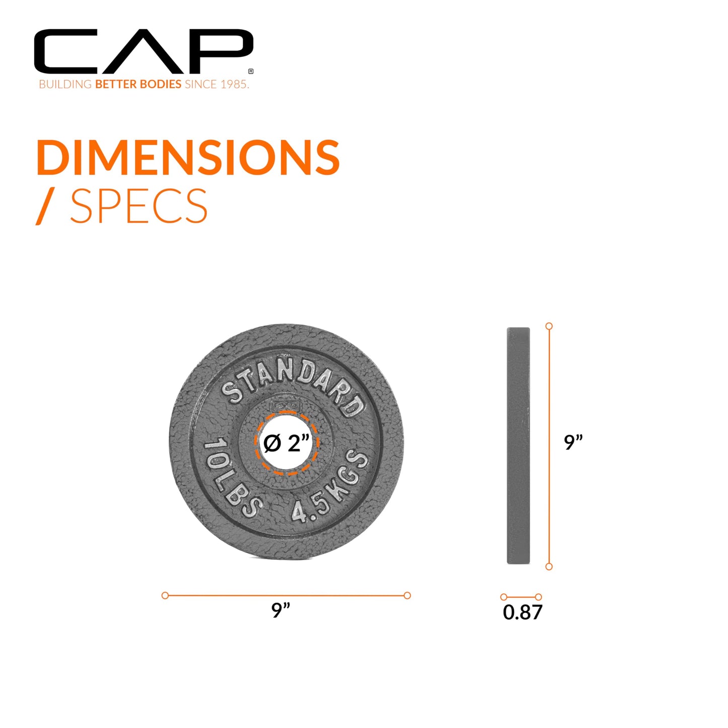 CAP Barbell Olympic 2-Inch Weight Plate, GRAY 10 LBS - 4 Plate Set