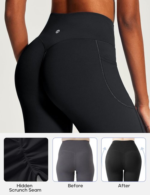 Heathyoga Butt Lifting Leggings - Wide Leg Design with Pockets for Women | No Front Seam Yoga Pants