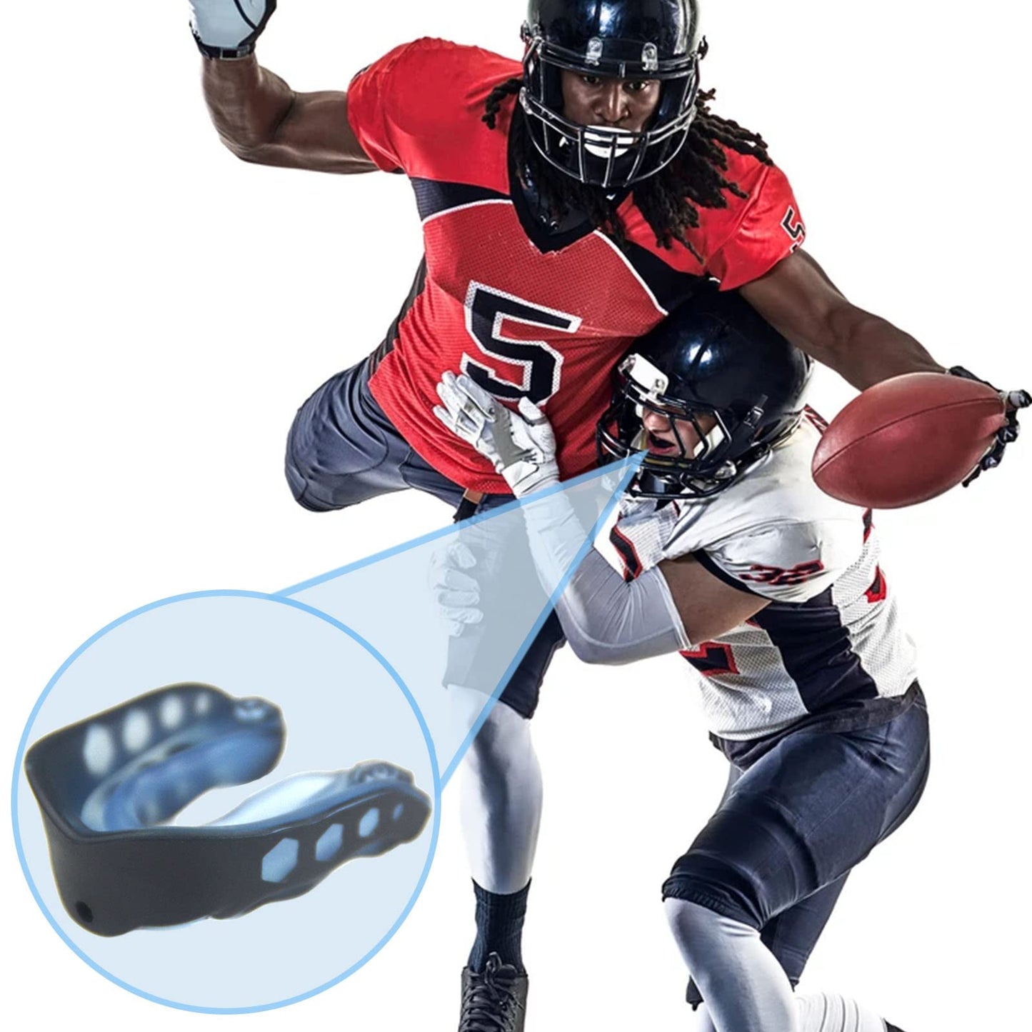 Football Mouthguard,4 Pack Braces Mouthguards with Strap Fit Youth, Sports Mouth Guard Youth and Adults Mouth Guard for Football, Boxing, Taekwondo, Sanda, Basketball, Lacrosse, Rugby Matches (Large)