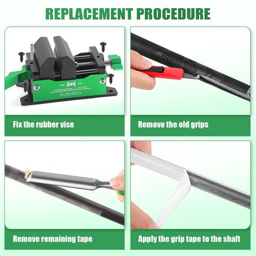 Achribex Golf Grip Kit with Grip Removal Tool & Tape - Golf Club Regripping Kit for Easy DIY Installation, Includes Golf Club Vise Clamp & Accessories for Grips Replacement for Golf Regripping Station