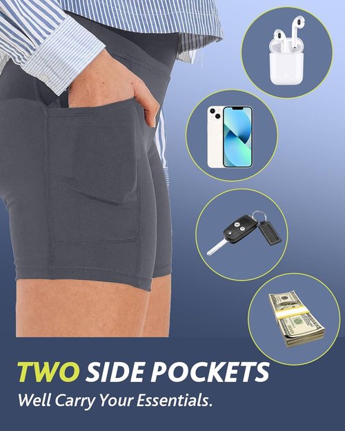 CAMPSNAIL Biker Shorts for Women - High Waisted Spandex with Pockets | Tummy Control in 3"/5"/8" Sizes