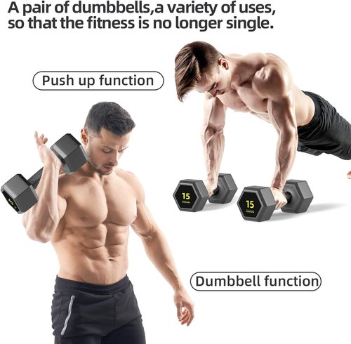 Hex Dumbbells PVC Encase Coating Free Weight Dumbbell Set for Strength Training, Home Gym Fitness and Full Body Workout