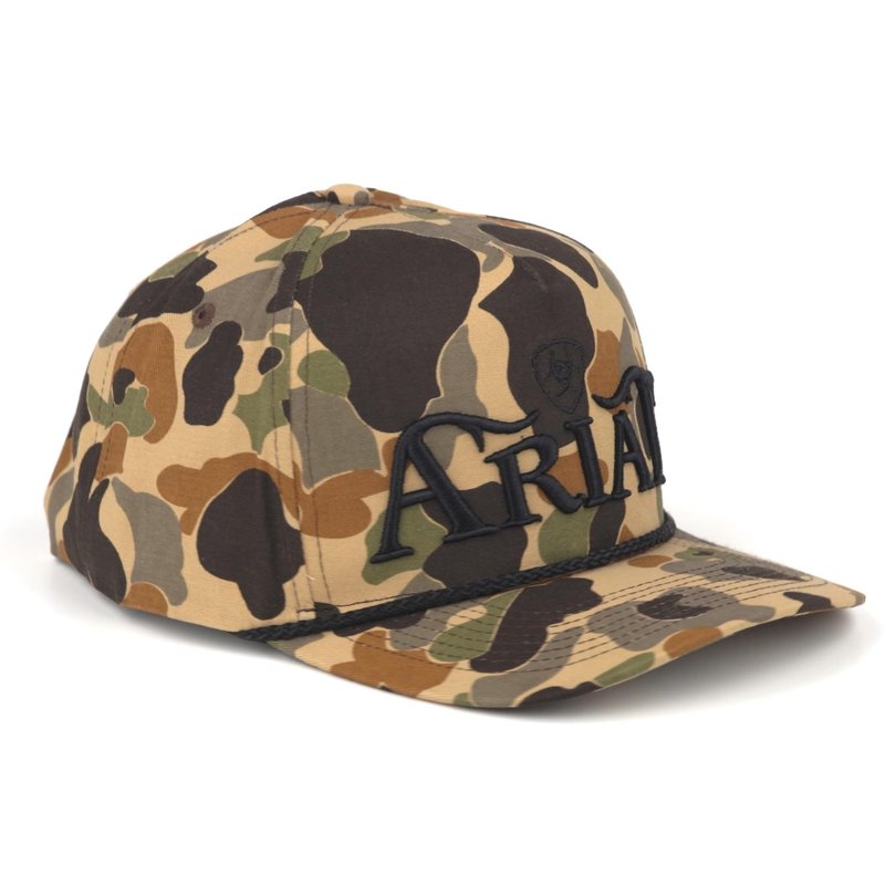 ARIAT Men's Camo 3D Embroidered Logo Rope Accent Cap