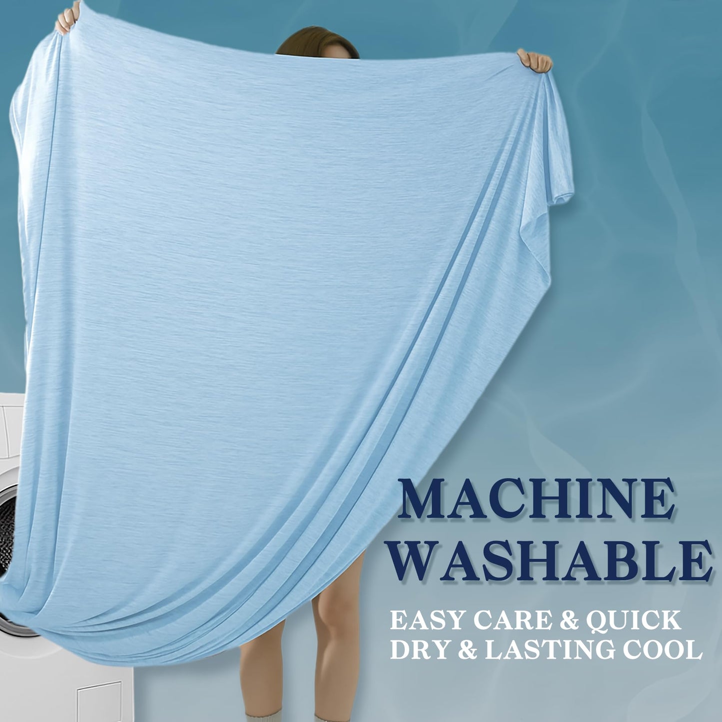 DOWNCOOL Cooling Blanket Throw Size, Blue Summer Blanket for Hot Sleeper and Night Sweats, Lightweight Soft Q-Max>0.4 Arc-Chill Cool Blanket