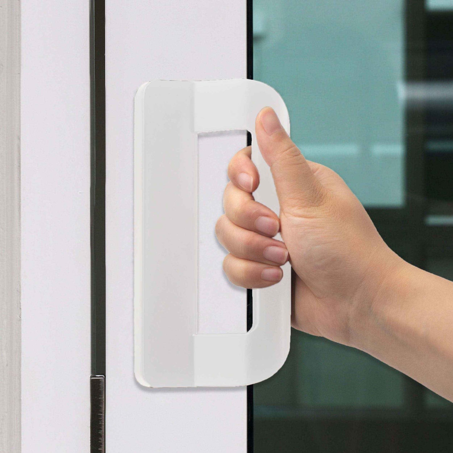 KVTTOZA Sliding Door Handle Set (No Lock, Non-Keyed), Fits 5-5/8 Inch Screw Hole Spacing 2 Replacement White Diecast Sliding Patio Glass Door Handles Pulls