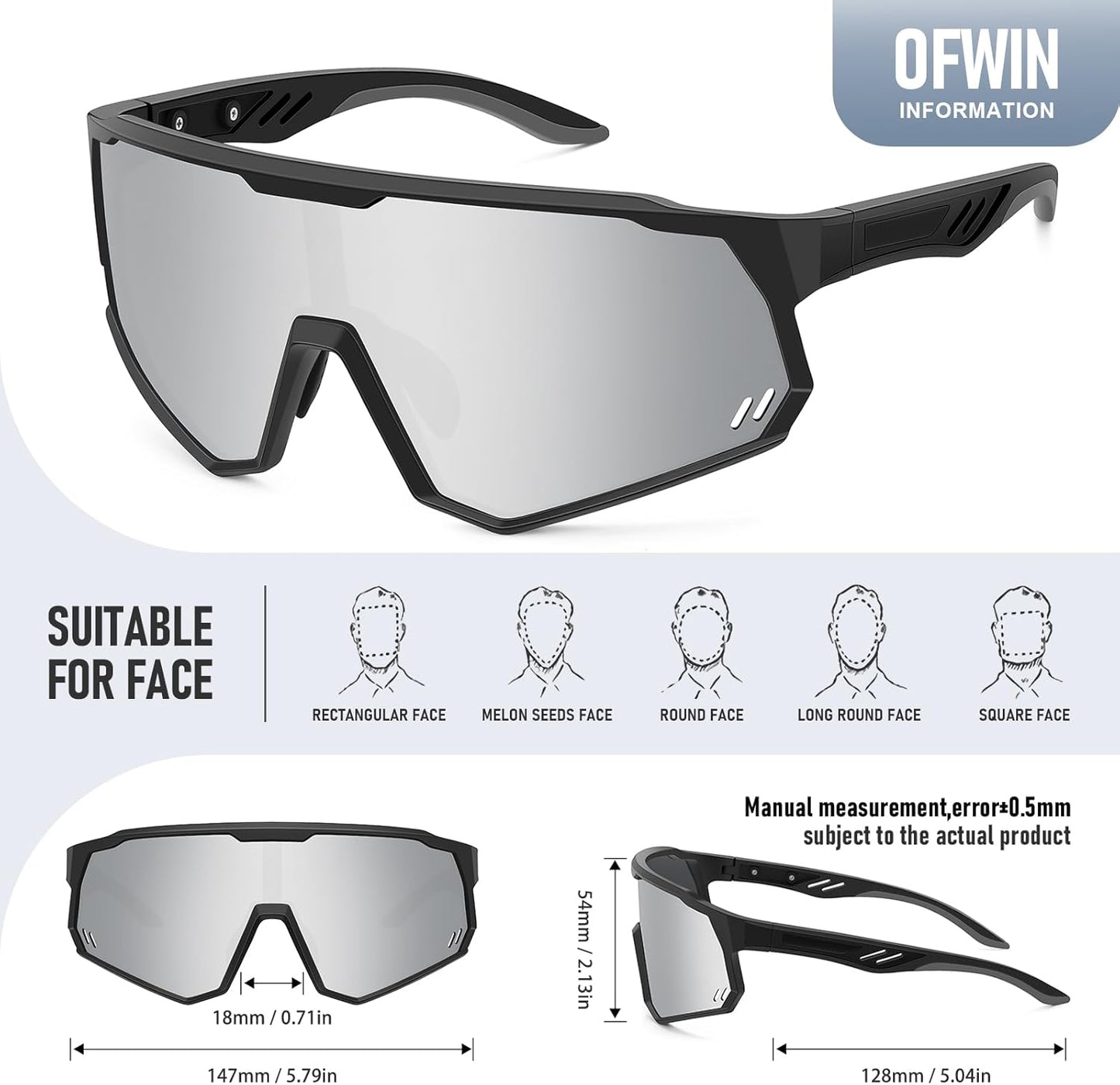Polarized Sports Sunglasses - UV400 Protection for Men & Women | Wrap-Around Design for Cycling & Running