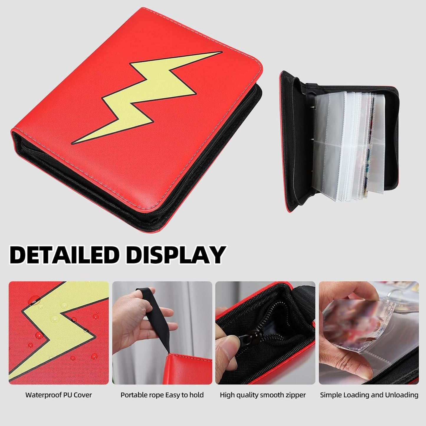 Regine Switzerland 4-Pocket Trading Card Album - Premium Zip Binder with 50 Removable Sleeves | Red & White