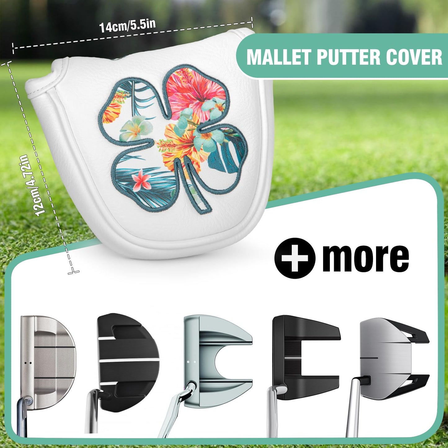 BAIRBRE Golf Putter Covers Mallet Putter Headcover Blade Putter Cover Golf Club Covers with with Magnetic for Most Brand (Blade Putter/White)