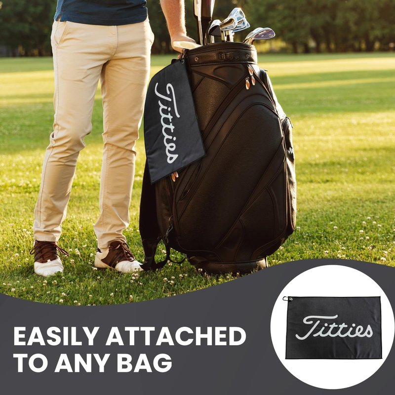 Syren Premium Black Funny Microfiber Towel with Holder Clip - Exclusive Golf Accessory for a Fun Golfing Experience