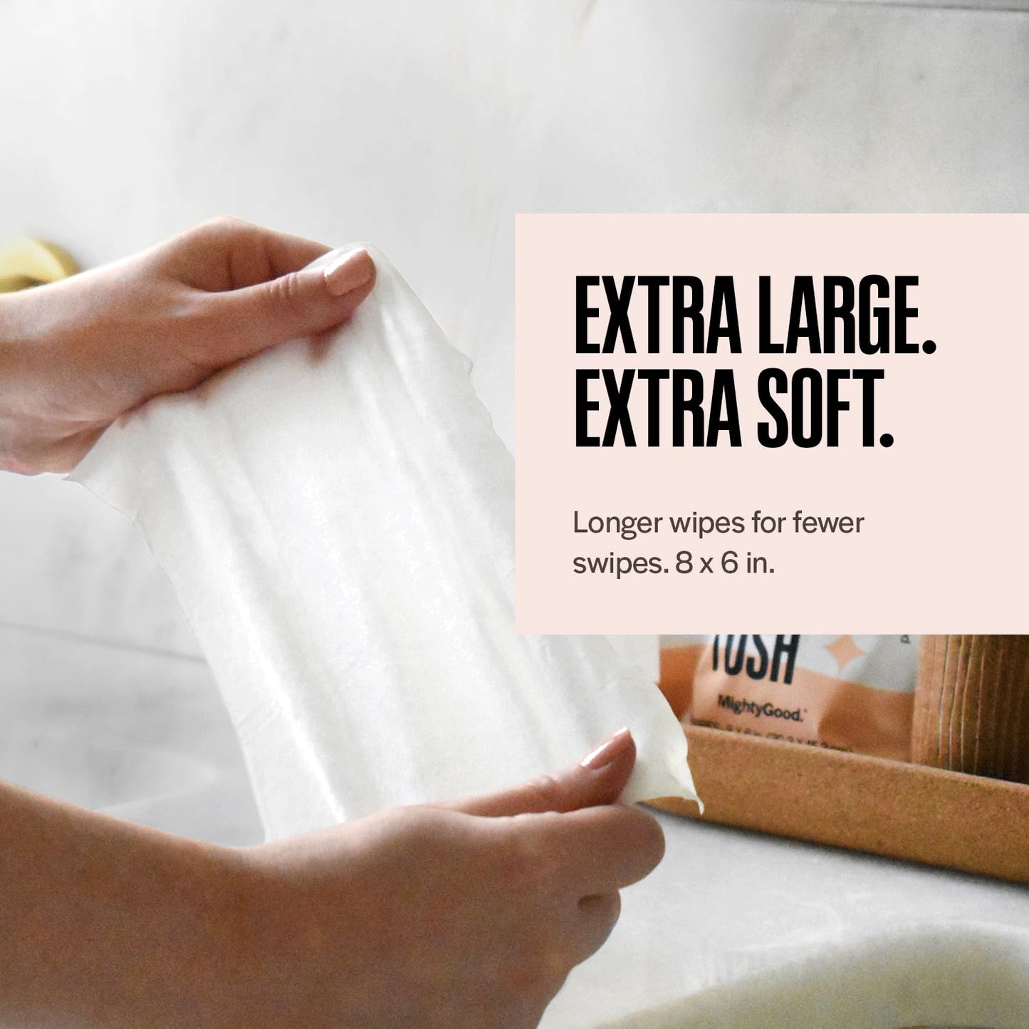 Wipe That Tush Flushable Wipes - Extra Large & Soft, Fragrance-Free, Hypoallergenic - 30 Individually Wrapped Wipes