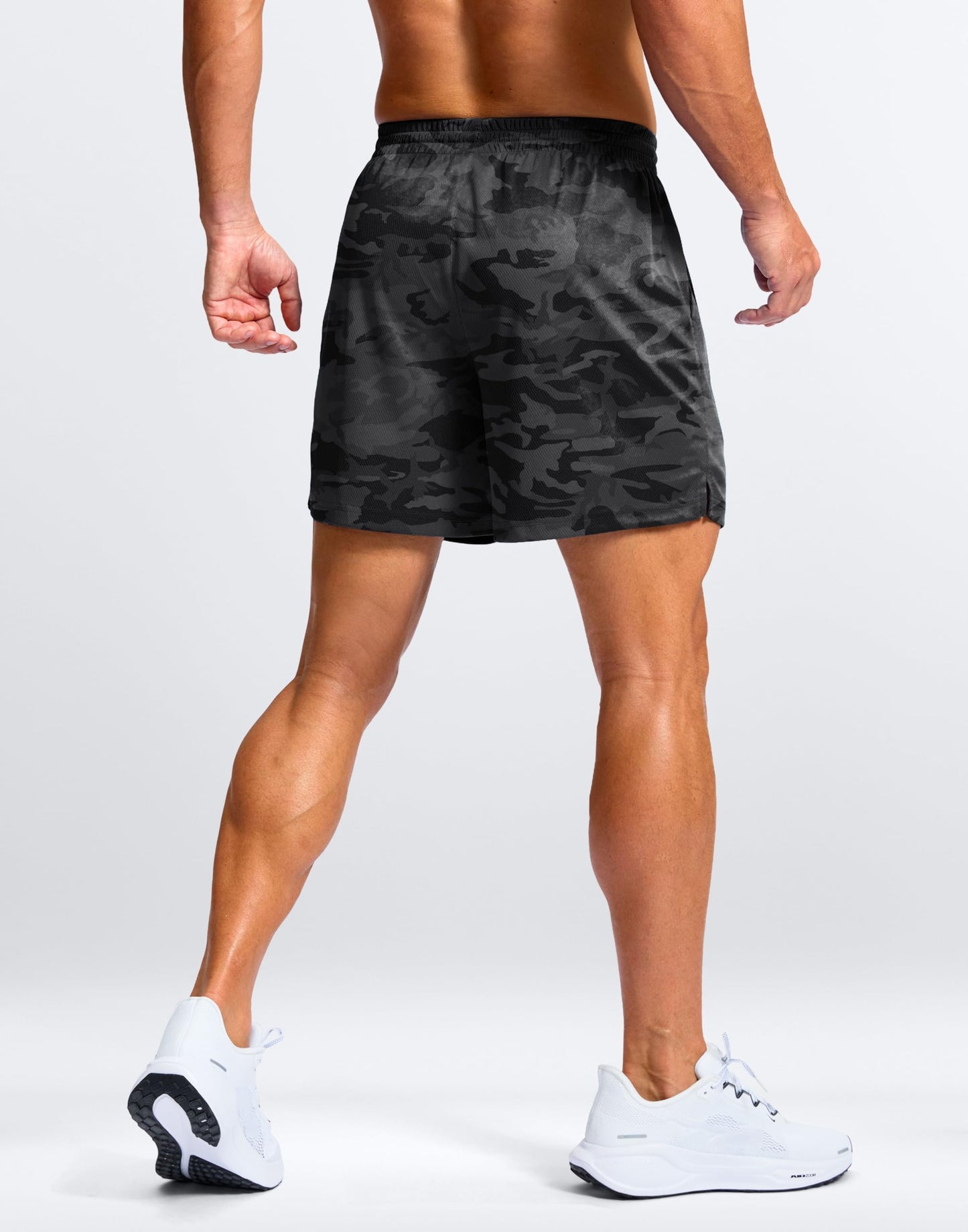 G Gradual Men's Athletic Workout Shorts with Pockets 5"/7"/9" Lightweight Quick Dry Gym Basketball Running Shorts for Men(Grey Camo,5-M)