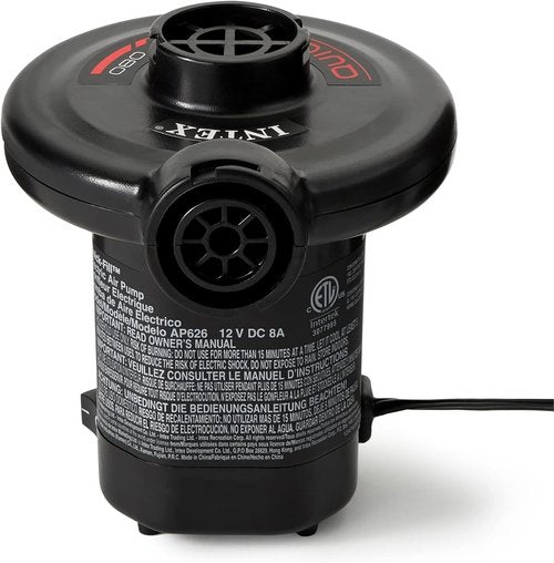 Intex Electric Air Pump - 120 Volt Quick Fill with 3 Nozzles | Compact & Efficient, Black