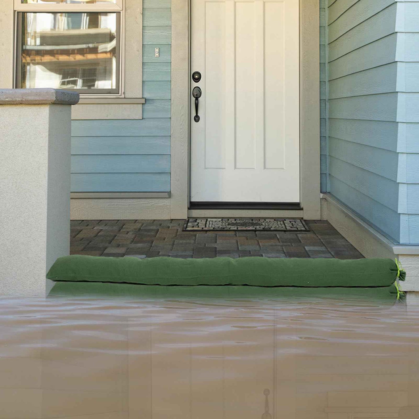 4 Pcs 7'× 6'' Long Sand Bags for Flooding - Thickened Canvas Flood Protection Sandbag Tube with Elastic Band, Reusable Flood Rain Wind Barrier Sand Bag Tube for Door Window Flood Control