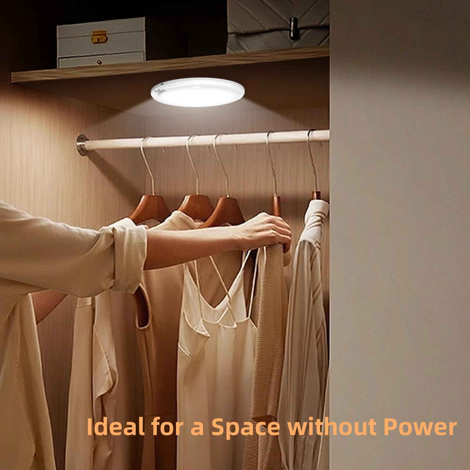Rechargeable Motion Sensor Closet Light with Remote - Motion Sensor Light Battery Powered, 400LM Wireless Closet Lights Motion Sensored for Closets Shower Bathroom Hallway Pantry,3000K-6500K