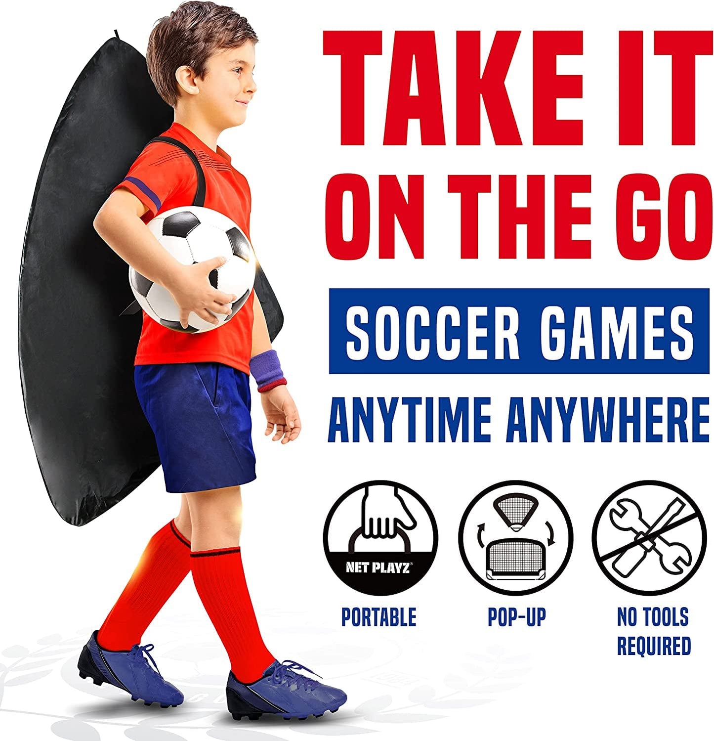 NET PLAYZ Soccer Goals Soccer Net - Kids Pop-up Football Goals for Backyard Practice & Training, Portable 4' x 3', Black (NOS27440A01)