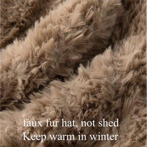 Maiduoduo Womens Winter Beanie Hat Knitted Warm Furry Beanie Skull Cap Winter Hats Slouchy Faux Fur Fuzzy Outdoor (Black)