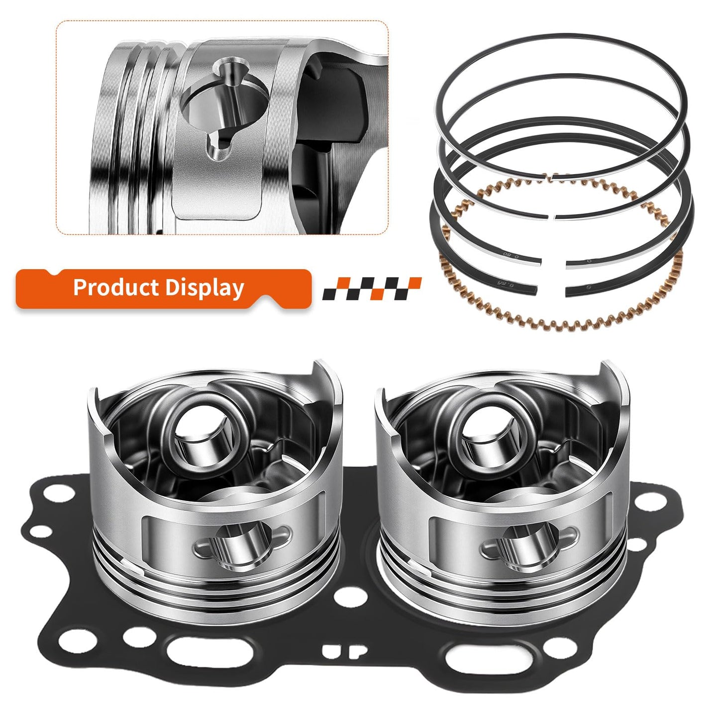 For EZGO Fuji Robin 295cc 4 Cycle Gas Golf Cart EH29C MCI Engine Oversize 0.5mm Piston + Ring Set W/Gasekt 26607-G01 26608-G01 1991-2008