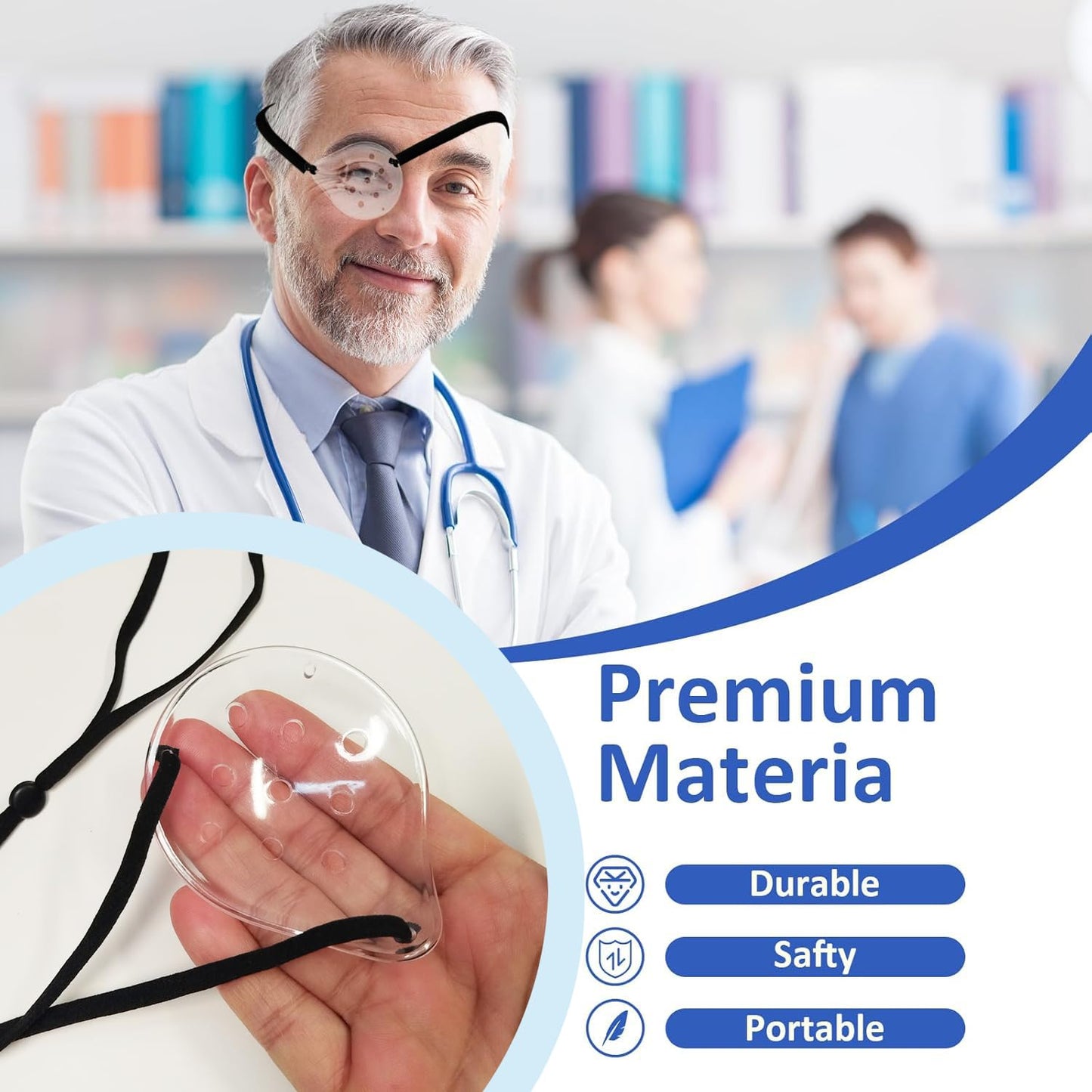 AMZVIO 2pcs Eye Shield After Cataract Surgery,Eye Shield for Sleeping after Surgery,Extended Elastic Band Longer & Wider for Adults Eye Protector Clear Eye Patch (Black+Beige)