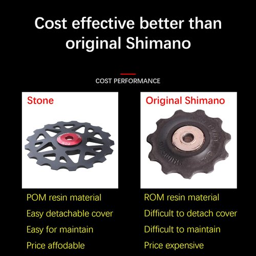 DJC Stone Bearing Pulley Wheel Gear Guide Roller 11t 13t 15t 17t MTB Road Bike Rear Derailleur for Shimano for Sram Over Sized Ordinary Tooth Pulley (Black Hollow, 13T)