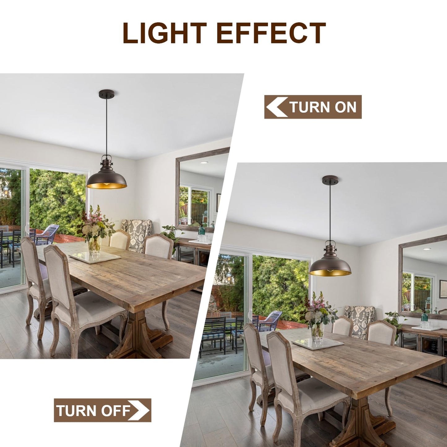 Refice 3 Packs Farmhouse Pendant Lights, Oil Rubbed Bronze Pendant Lighting, lsland Pendant Lights for Kitchen lsland lndustrial Adjustable Height Dome Hanging Lights for Barn, Dining Room