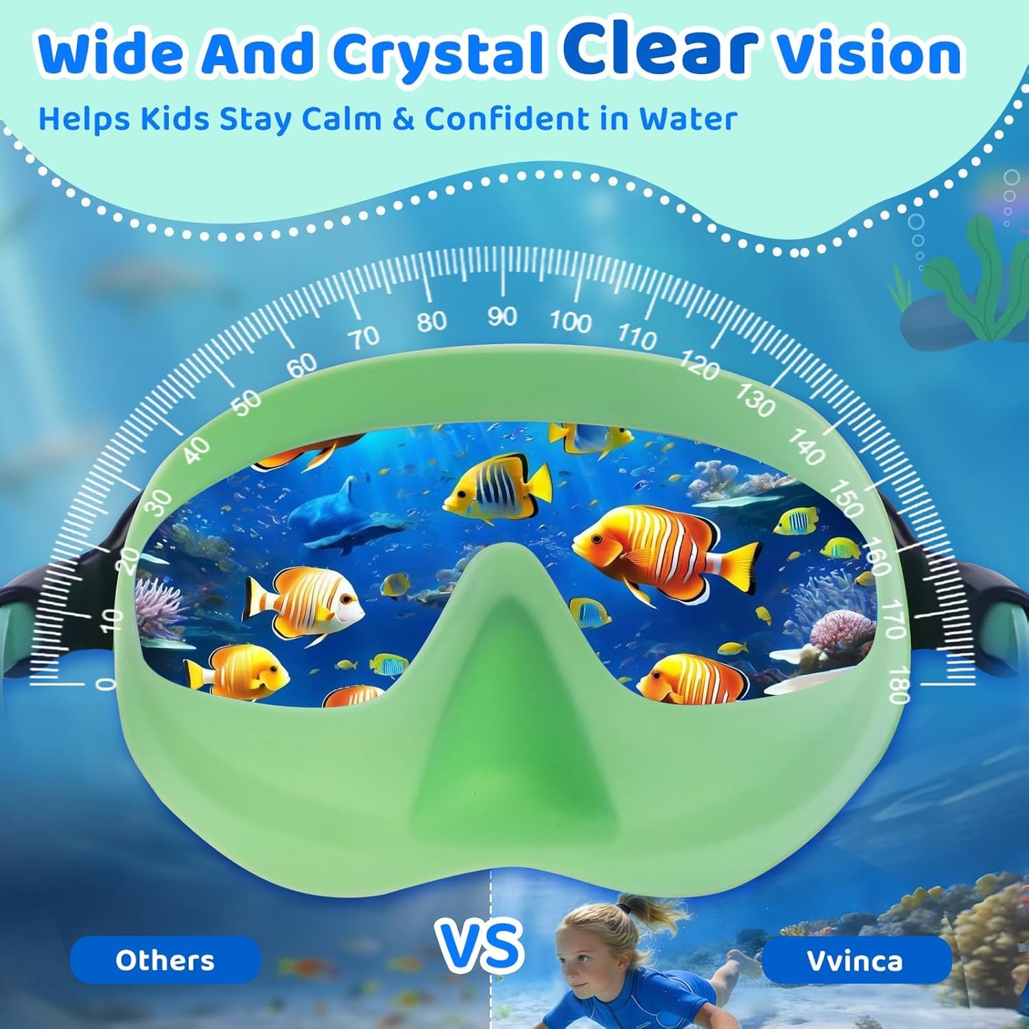 Vvinca Kids Swim Goggles - Anti-Fog UV Protection with Nose Cover | 2 Pack for Ages 3-14