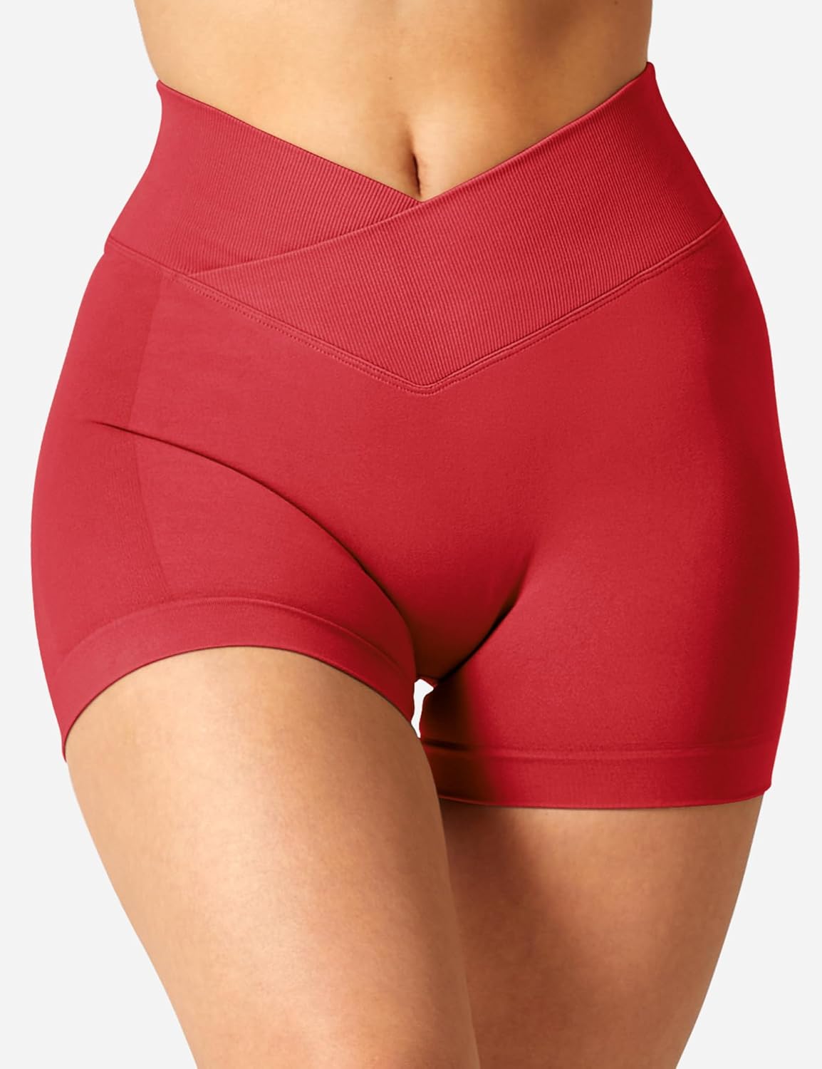 YEOREO Scrunch Butt Workout Shorts - 3.5" Seamless V Cross Waist Gym Shorts for Women