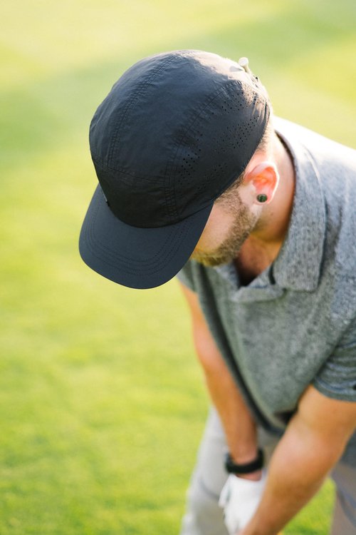 Tillak Vista Hat, Lightweight Nylon 5 Panel Cap with Snap Closure and Laser-Cut Ventilation (Black)