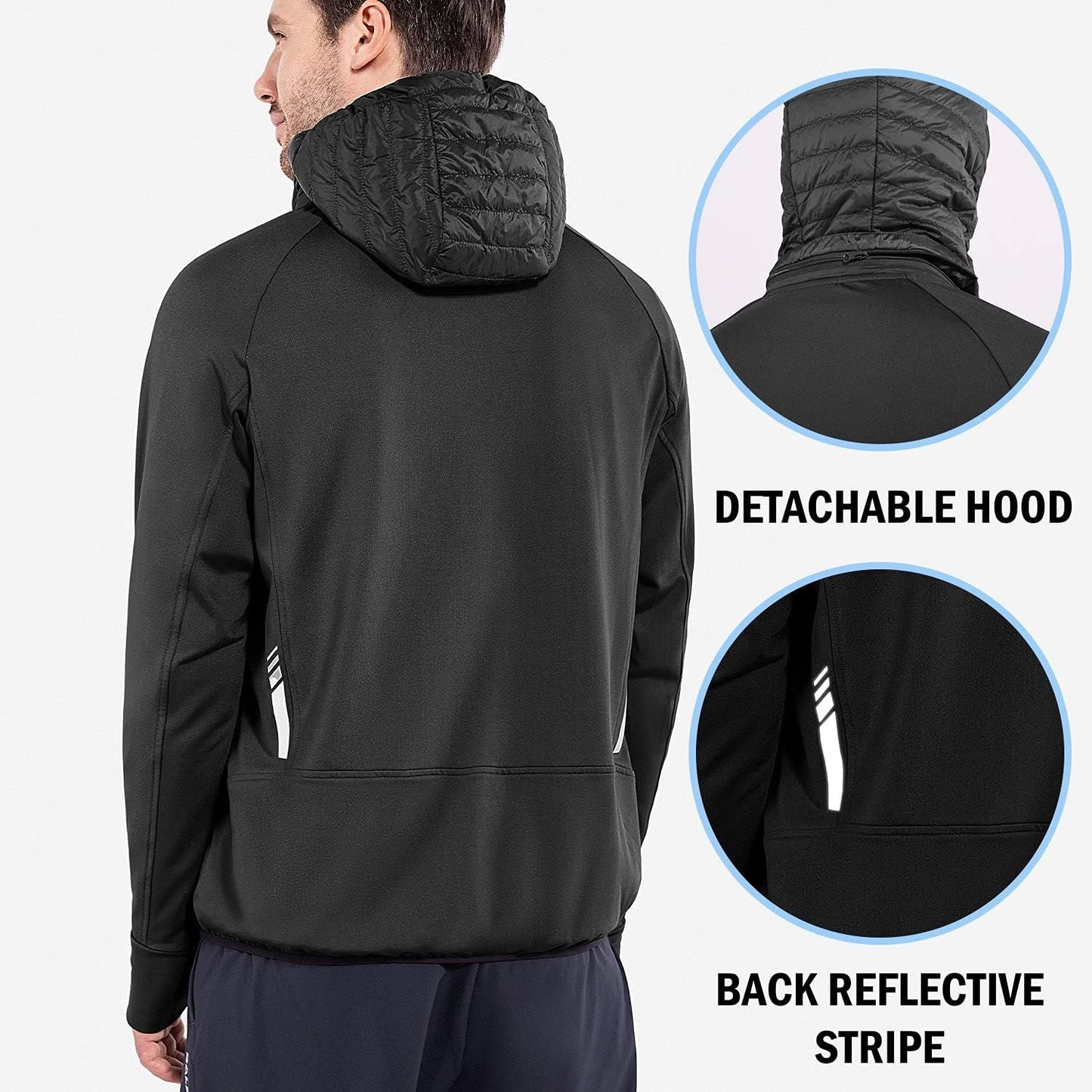 Baleaf Men's Running Jacket - Lightweight Insulated Puffer for Hiking & Golf | Warm Up Coat with Thumb Holes