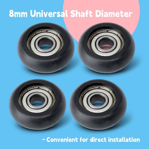 GLOXTED 4Pcs Replacement Roller Wheels Compatible with Aero Pilates Reformer Machines Part Easy to Install, Smooth and Quiet Glide, Black