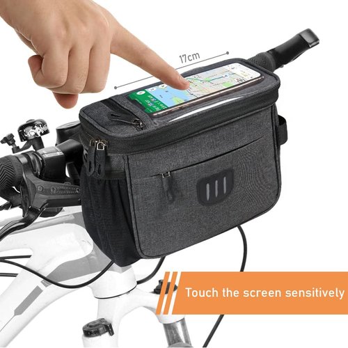 CALLCASE Bike Handlebar Bag Bicycle Front Bag Shoulder Bag Storage Bag with Shoulder Strap for Road Mountain Bike Cycling Travel -Grey