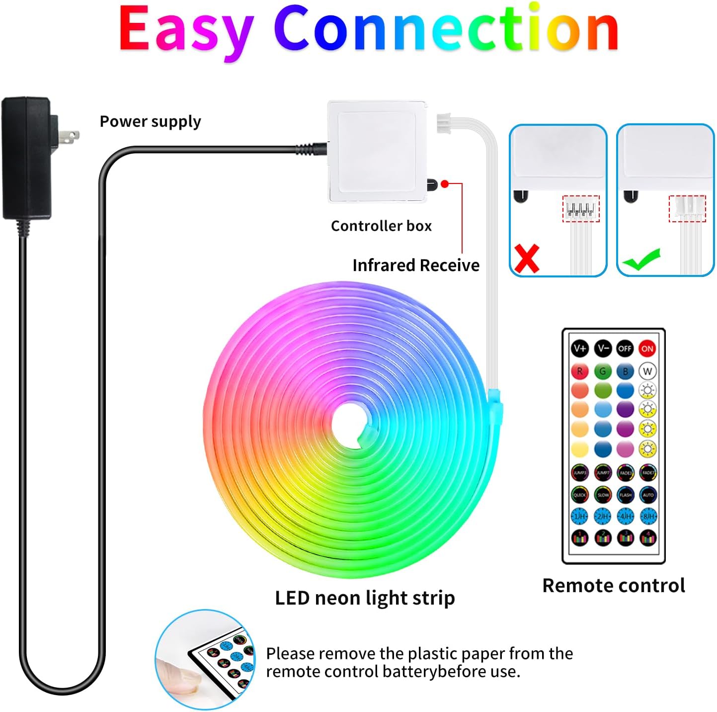 50ft RGB LED Neon Rope Lights with Remote & APP Control - Waterproof Flexible Strip for Bedroom & Outdoor Décor