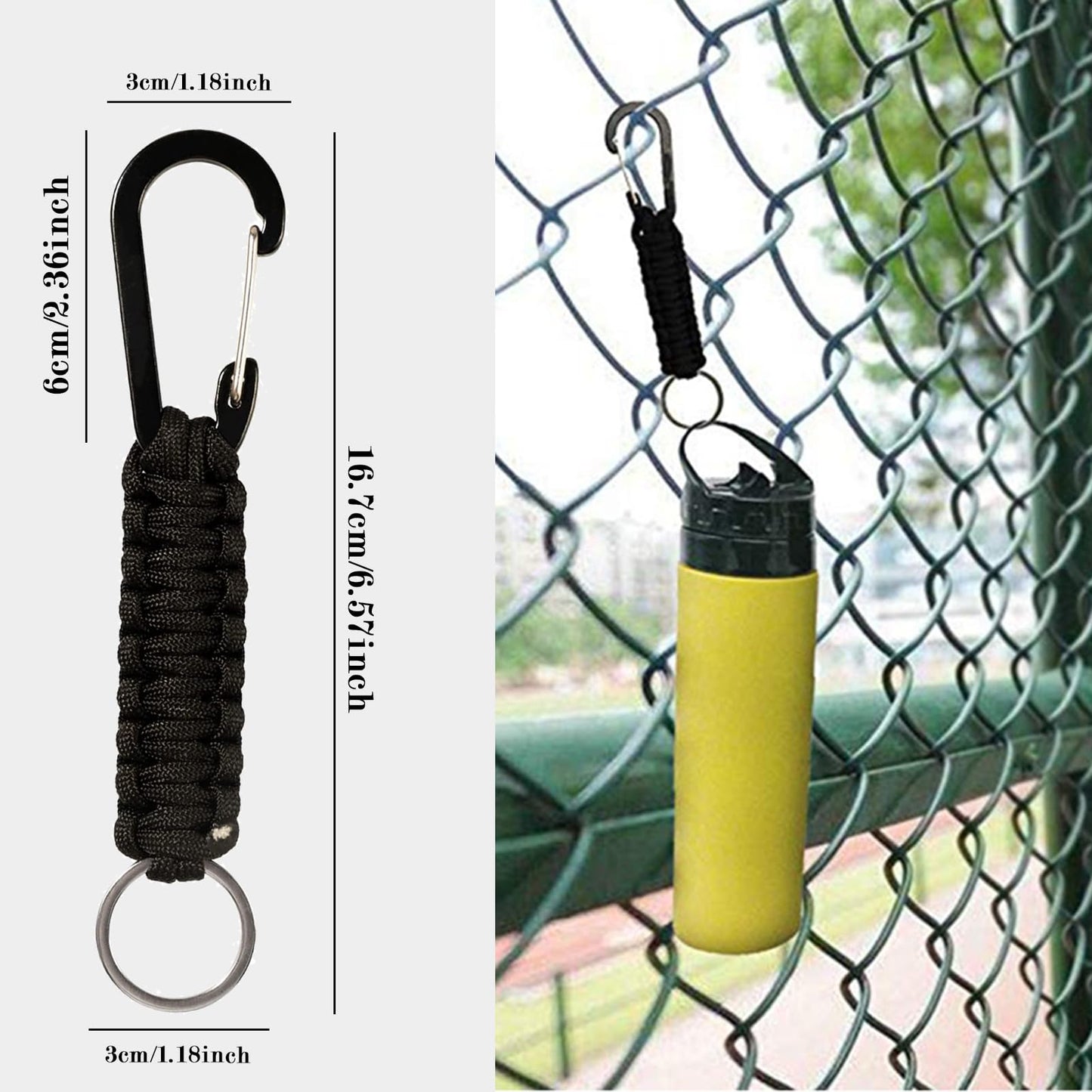 Snmzlc 4 Pcs keychain with carabiner Lanyard Hanger with Chain Chain Hooks Heavy Duty Hook Holder for Water Bottle Outdoor, hiking, barbecue, backpacking US231