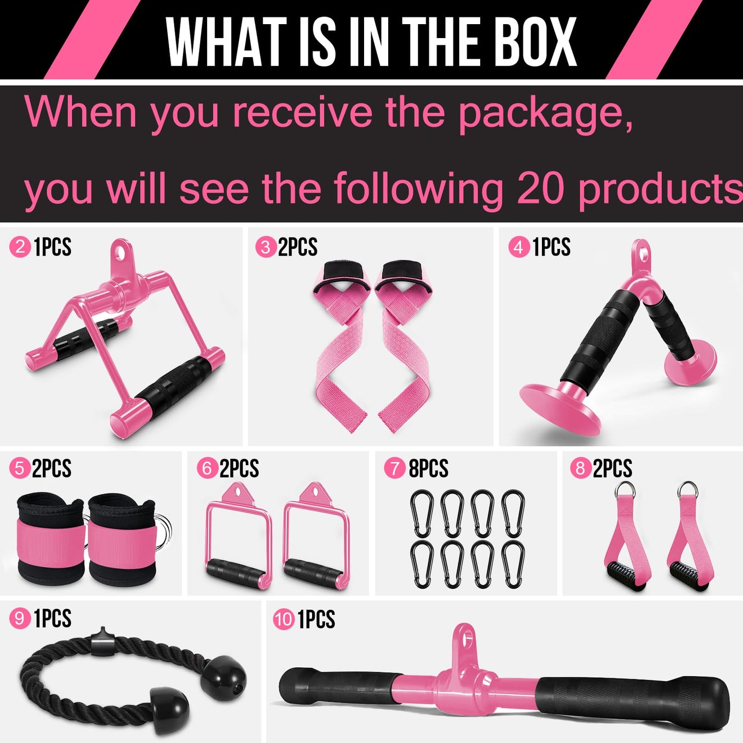 WNOEY LAT Pulldown Attachments, Cable Machine Attachment Gym Accessories, Cable Attachments for Gym, Home Gym Accessories
