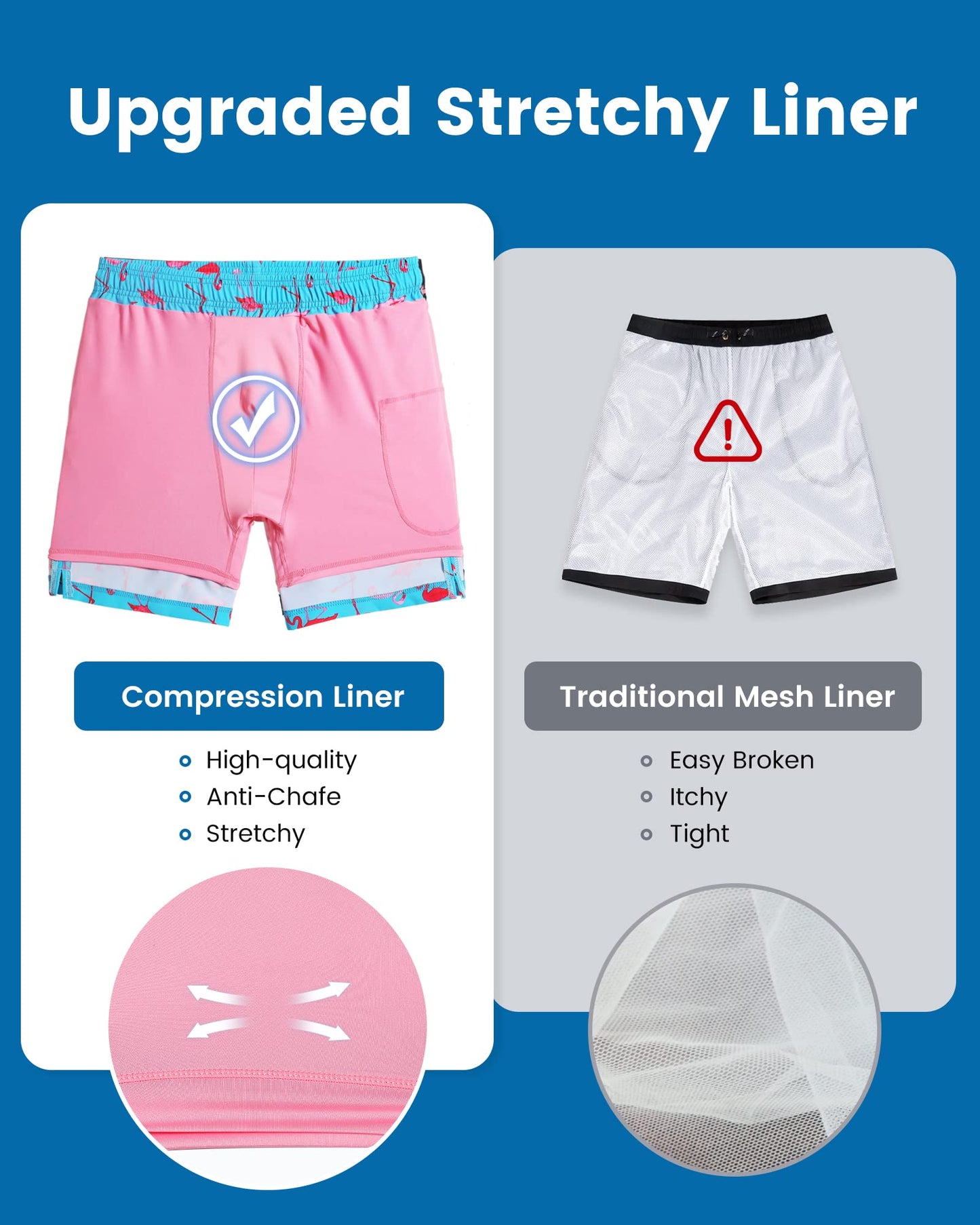 maamgic Swim Trunks Men 2 in 1 Mens Bathing Suit 7 Inch Quick Dry Mens Swimming Trunks with Zipper Pockets