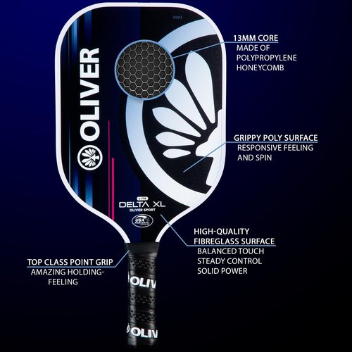 Pickleball Paddle Delta XL Lite – Fiberglass Surface, 13mm Polypropylene Honeycomb Core, Ergonomic Grip, USAPA Approved – Maximum Sweet Spot, Power, Spin, and Control